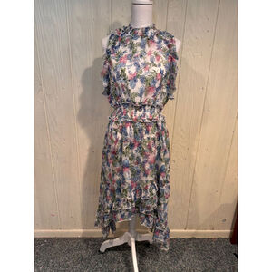 Walter Baker Floral High Low Dress Small White Blue
